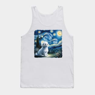 Starry Maltese Dog Portrait - Pet Portrait Tank Top